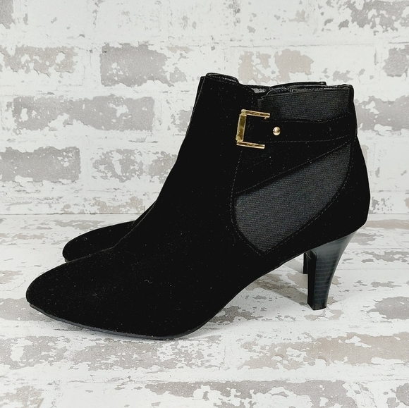 Karen Scott Majar Black Fabric Heeled Ankle Boot Booties T219 - Picture 1 of 9